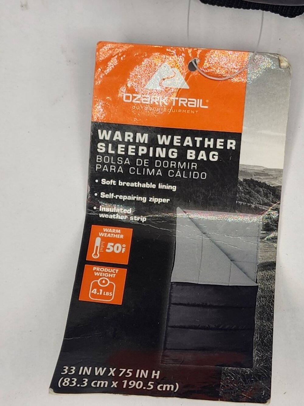 Ozark Trail 50 degrees Warm Weather Silver Gray Sleeping Bag Camping Outdoor